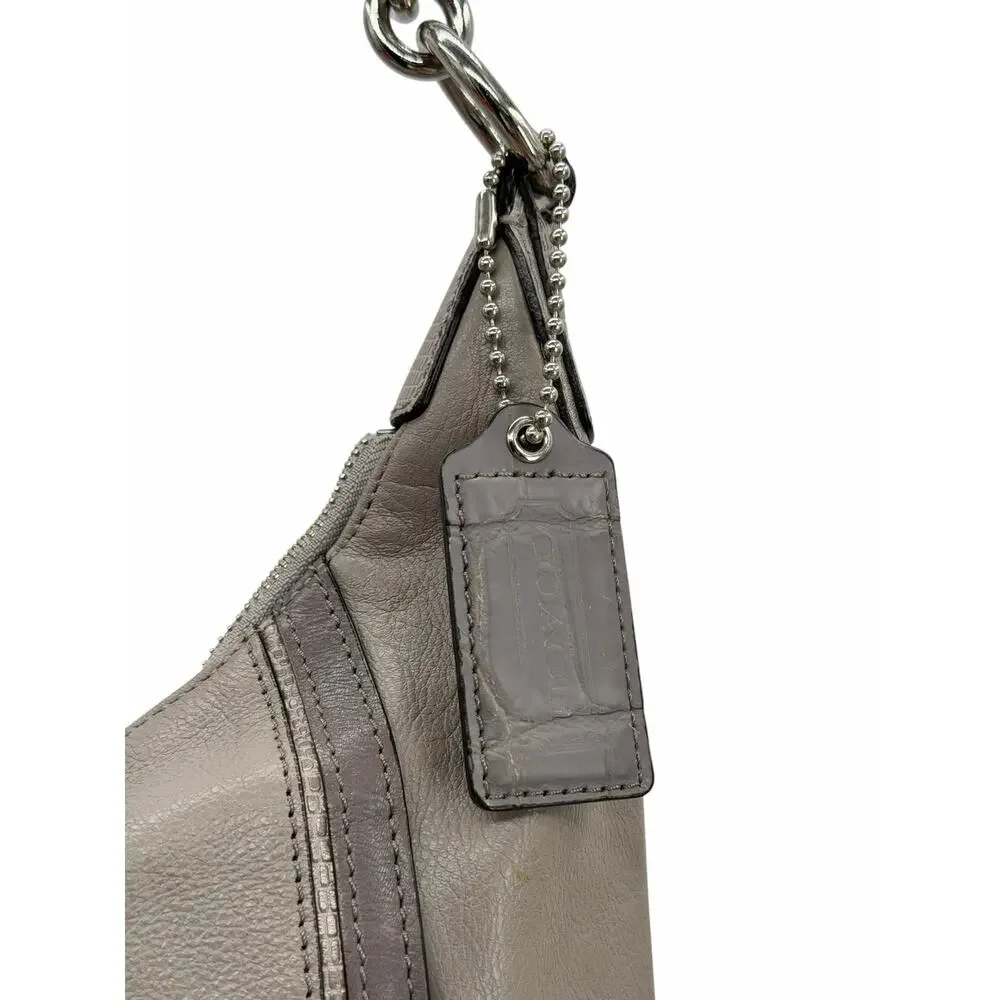 Coach Kristin Spectator Snake Purse Shoulder Bag Women's Gray Croc Leather Luxe